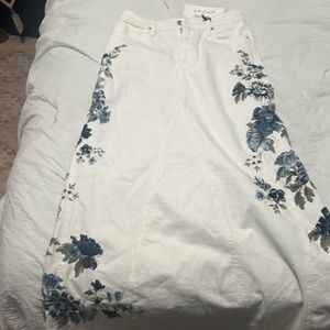 NWT FREE PEOPLE X DRIFTWOOD WHITE DENIM LONG SKIRT 27